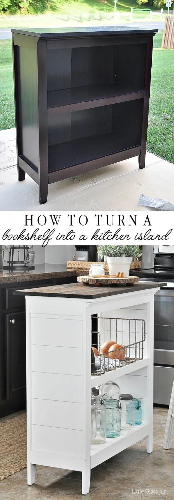 kitchen island from a bookshelf 