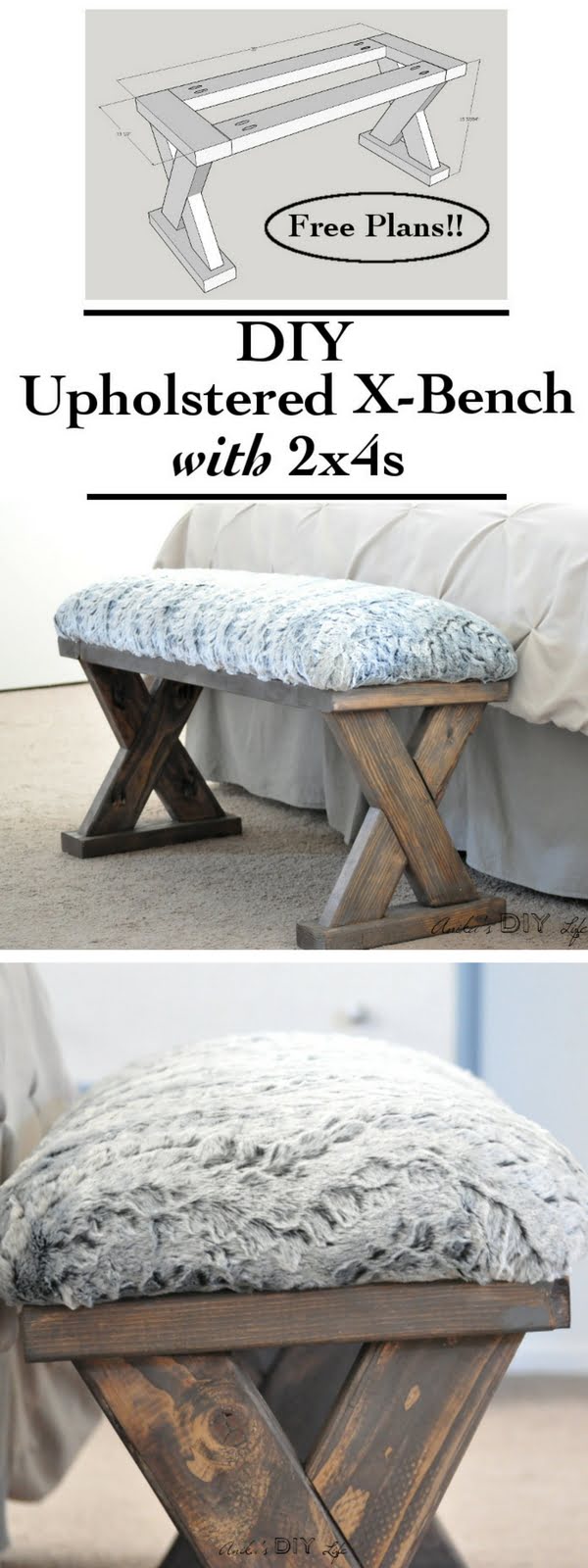 Check out the tutorial on how to make a DIY upholstered bench