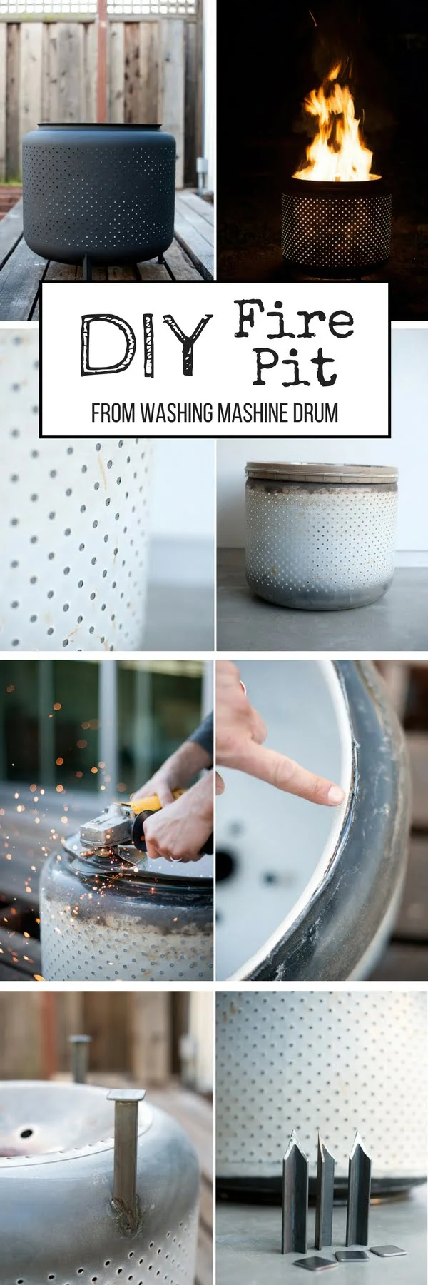 Check out the tutorial on how to make a DIY repurposed washing machine drum fire pit