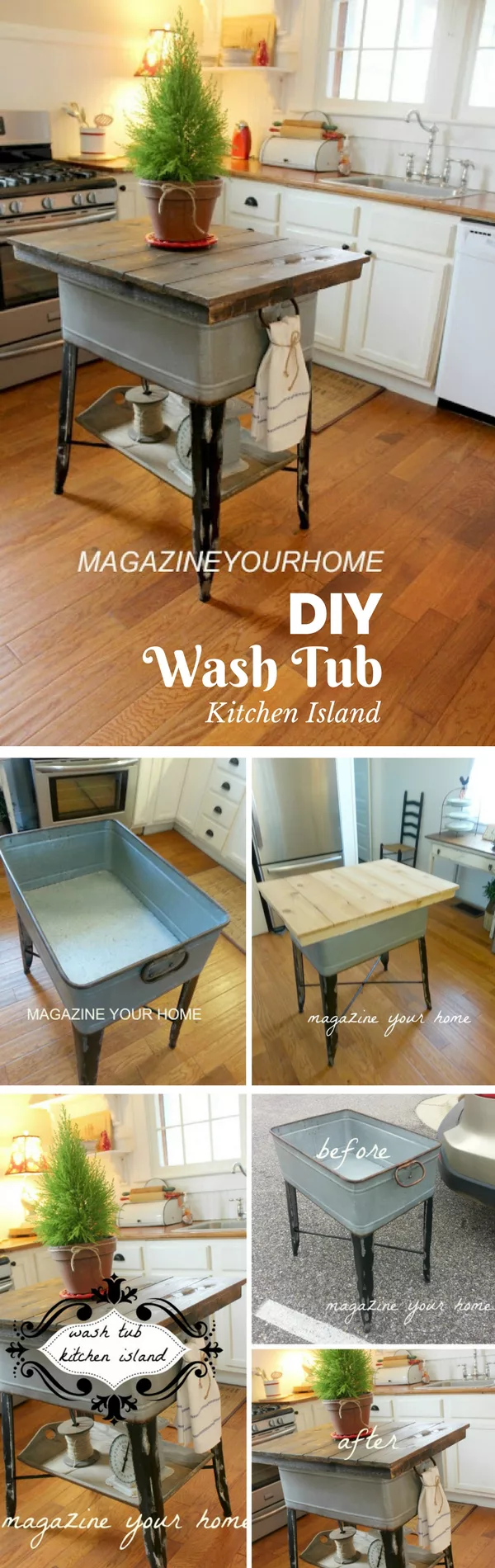 kitchen island from a wash tub 