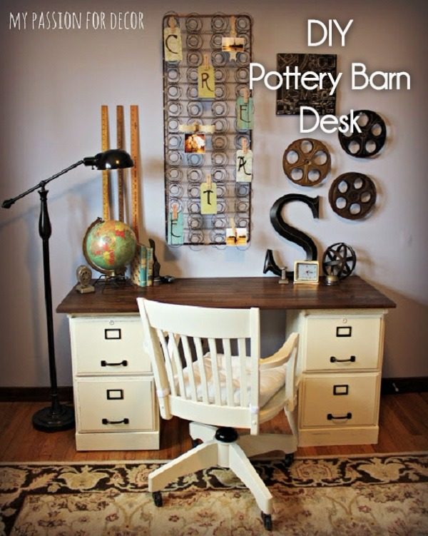 Check out this idea for a #DIY repurposed cabinet desk. Looks easy enough! #HomeDecorIdeas