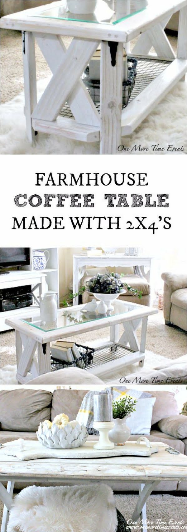 How to make a DIY farmhouse coffee table from 2x4s 