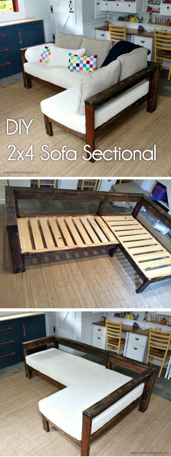 20 Crafty 2x4 DIY Projects That You Can Easily Make - Check out how to make a   small sectional from 2x4s 