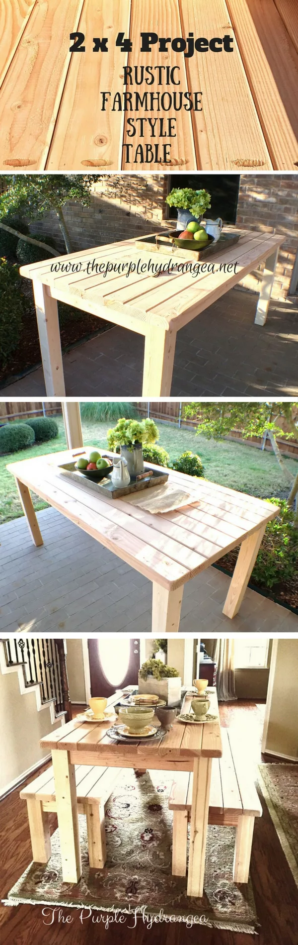 Check out how to make a DIY wooden farmhouse table from 2x4s 