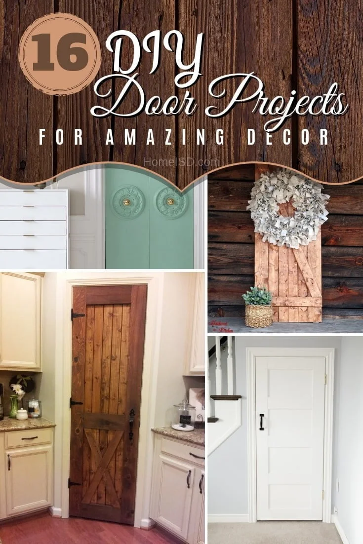 Don't forget to decorate the doors in your house. Here are 16 amazing DIY ideas. Great list to save! #homedecor #DIY