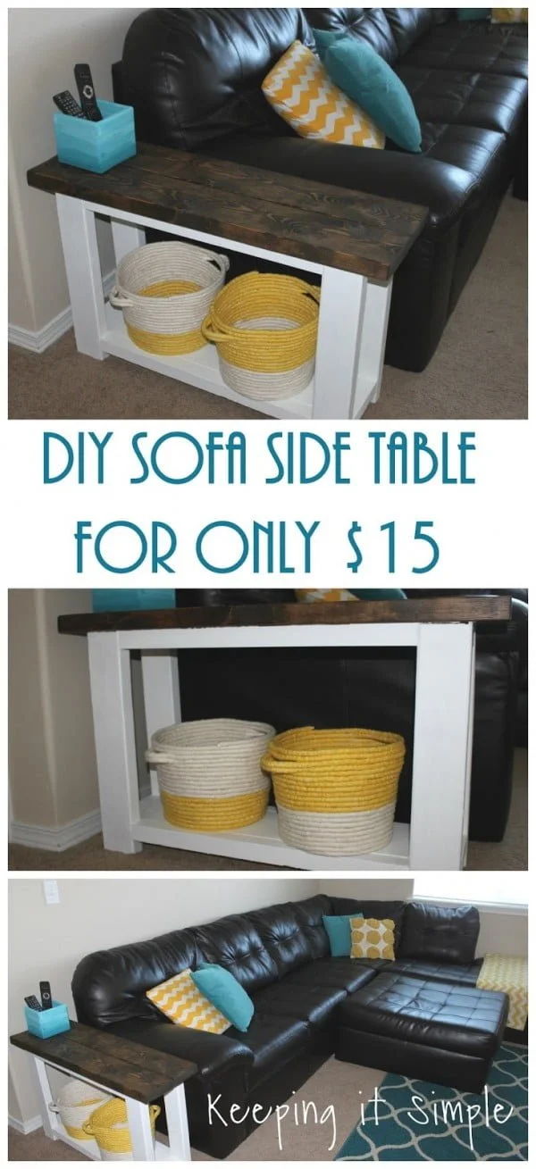 18 Easy DIY Sofa Side Tables You Can Build on a Budget - Check out the tutorial how make a DIY sofa side table