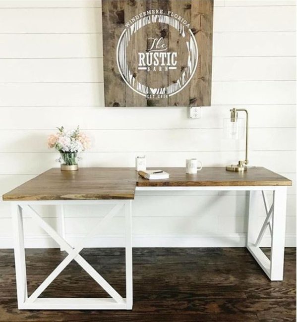 l-shaped double-x desk