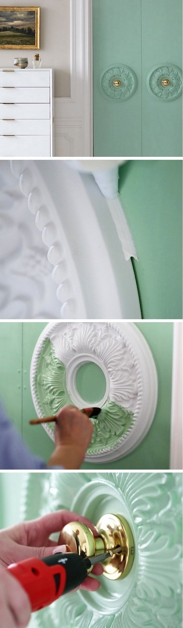 How to make DIY door embellishments with ceiling medallions 