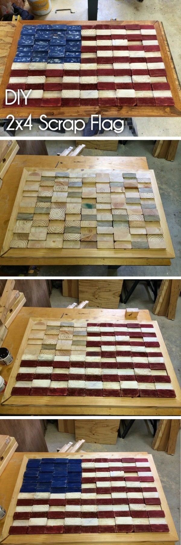 20 Crafty 2x4 DIY Projects That You Can Easily Make - Check out how to make a   scrap flag from 2x4s 