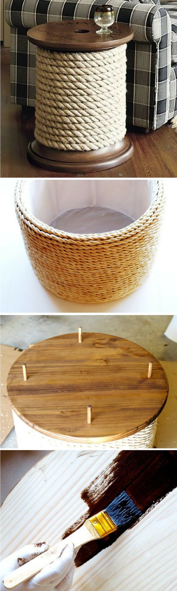 18 Easy DIY Sofa Side Tables You Can Build on a Budget - Check out the tutorial how make a DIY spool sofa side table