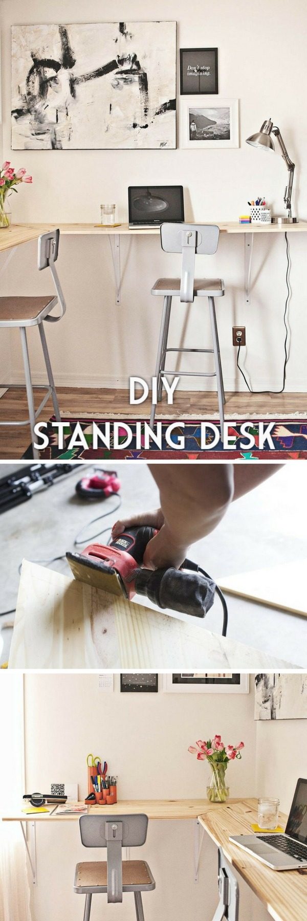 Check out the tutorial how to build a DIY standing desk