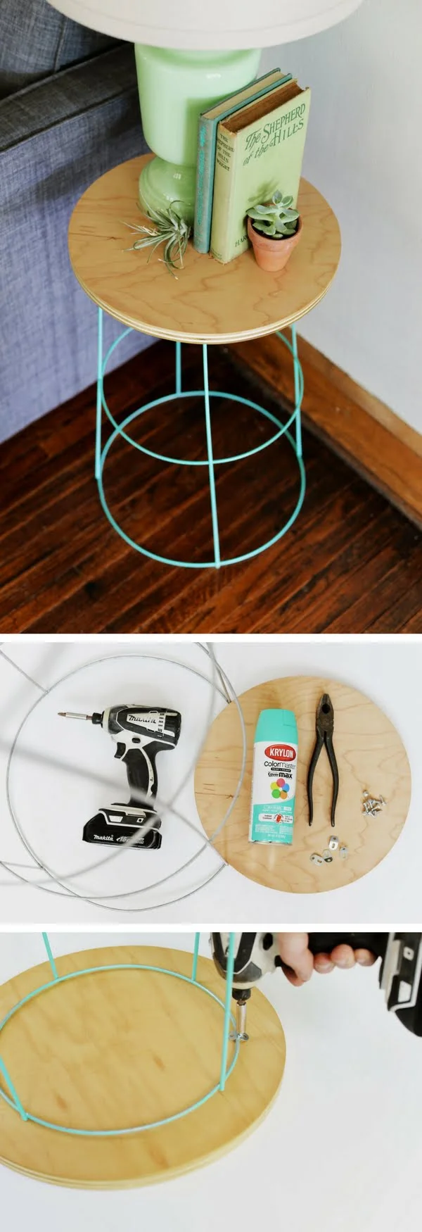 18 Easy DIY Sofa Side Tables You Can Build on a Budget - Check out the tutorial how make a DIY tomato cage sofa side table