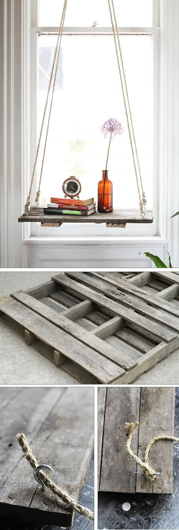 Check out the tutorial how to make a DIY hanging side table