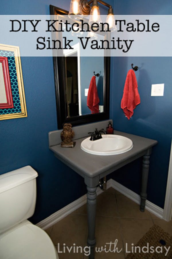 How to make a  bathroom vanity from an old dining table 