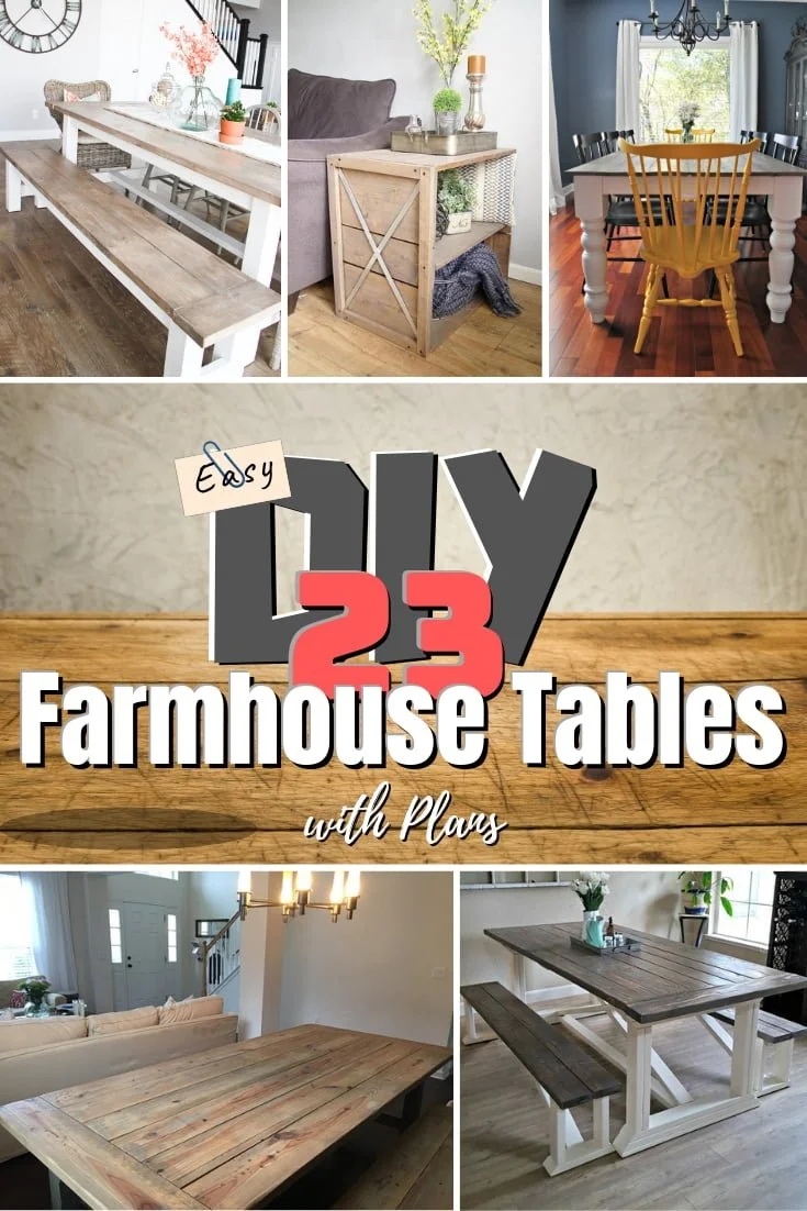 Who else agrees that farmhouse tables are awesome? This is a great list of 23 easy DIY farmhouse tables with plans #homedecor #DIY #farmhouse