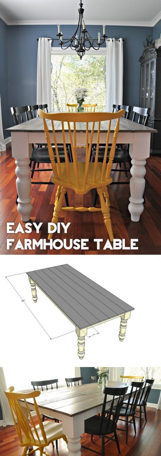 23 Easy DIY Farmhouse Table Ideas with Plans and Instructions