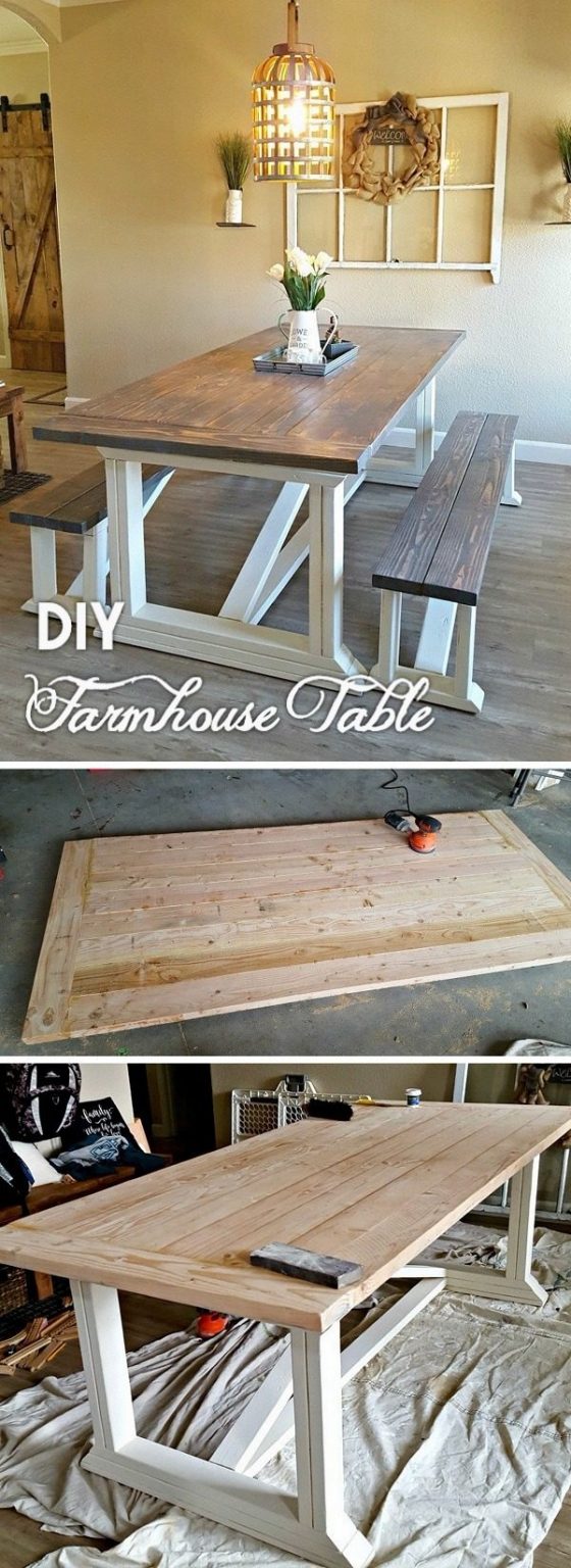 23 Easy DIY Farmhouse Table Ideas with Plans and Instructions