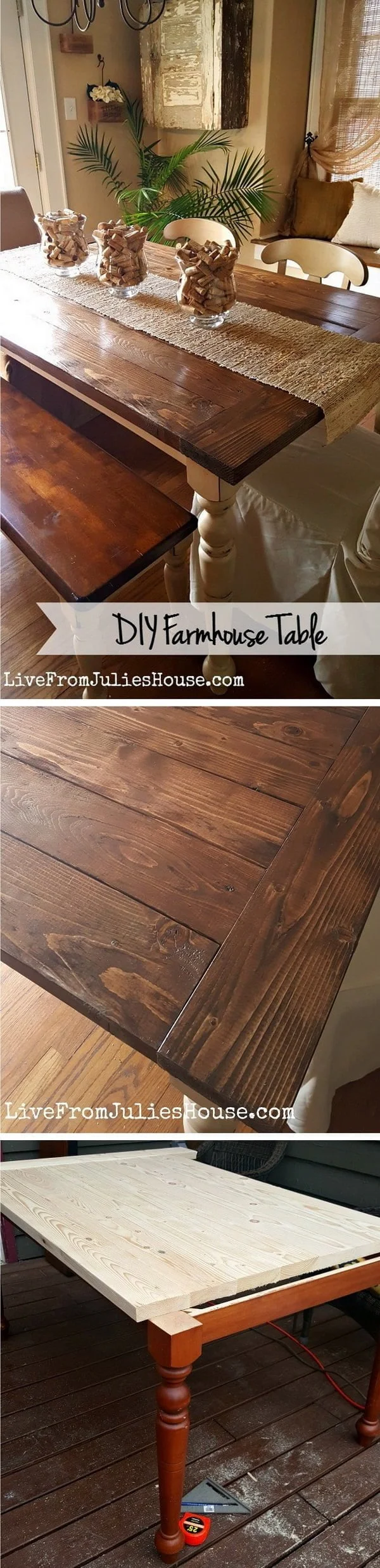 Check out the tutorial how to build a DIY farmhouse dining table 