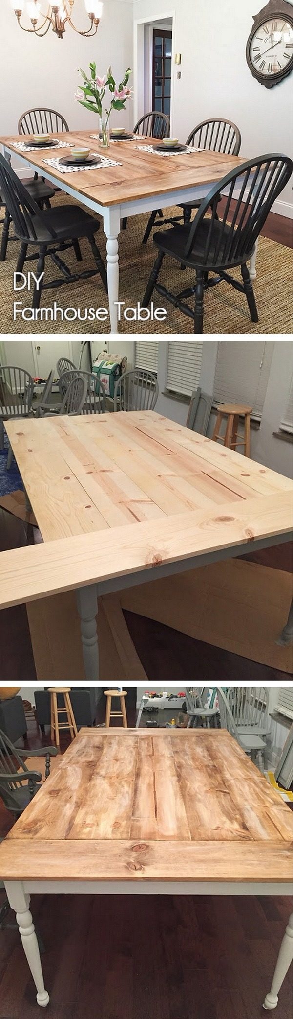 Check out the tutorial how to build a   dining table makeover   