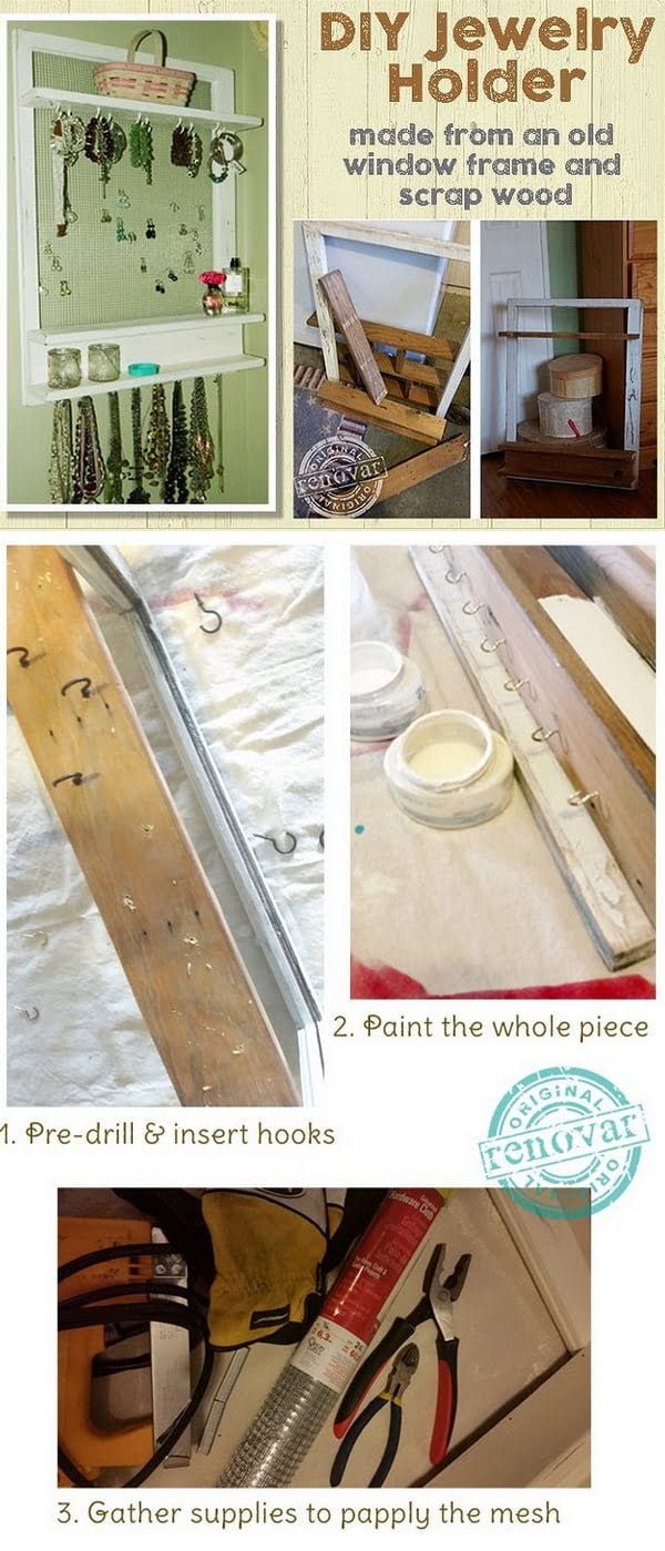 How to make a DIY jewelry holder from an old window 