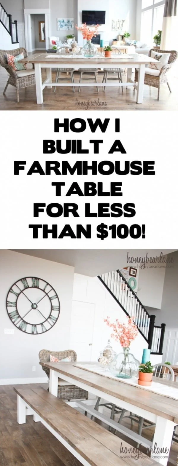Check out the tutorial how to build a DIY farmhouse table for under $100 