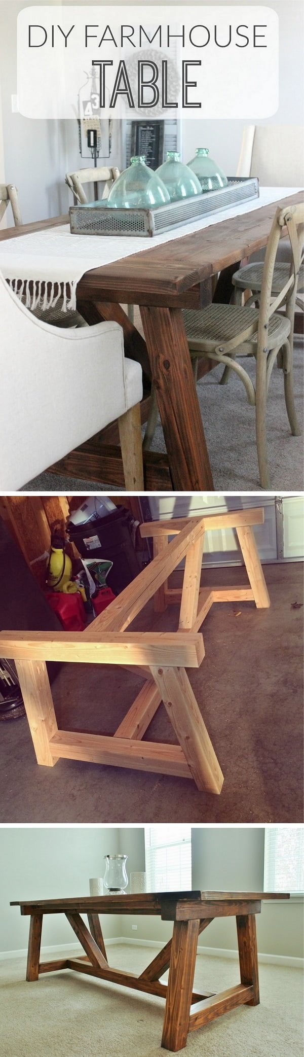 Check out the tutorial how to build a DIY farmhouse truss beam dining table 