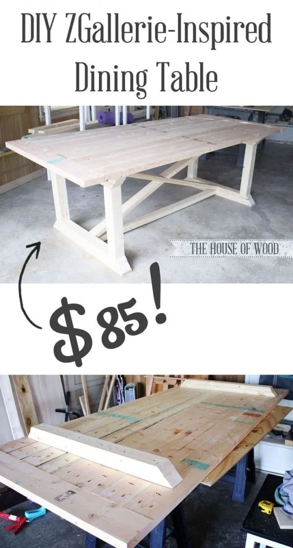 Check out the tutorial how to build a DIY ZGallerie inspired farmhouse dining table for $85 