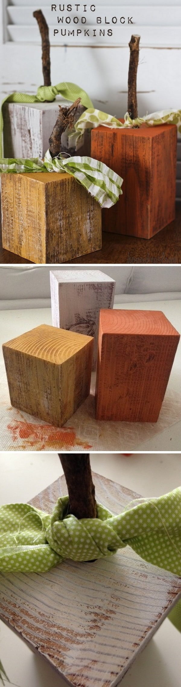 Check out the tutorial on how to make #DIY #rustic wood block pumpkins #woodworking #homedecor #fall
