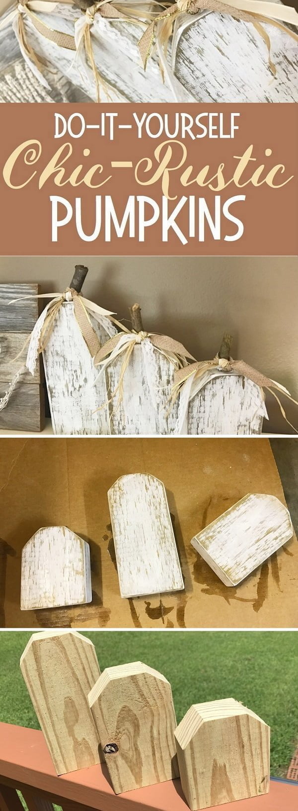 Check out the tutorial on how to make #DIY #rustic chic wood pumpkins #woodworking #homedecor #fall