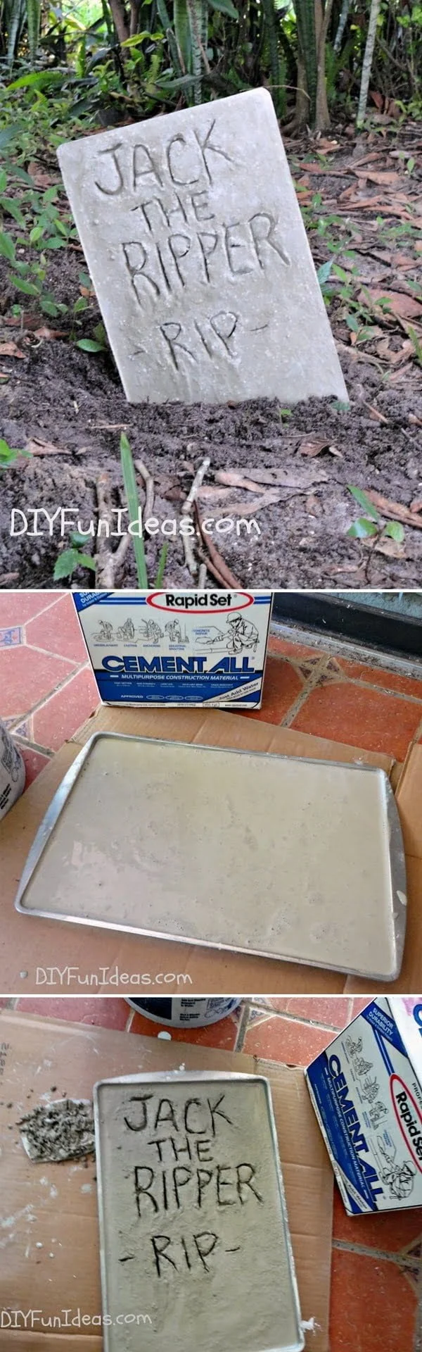 Check out the tutorial on how to make  concrete tombstones for  home decoration 