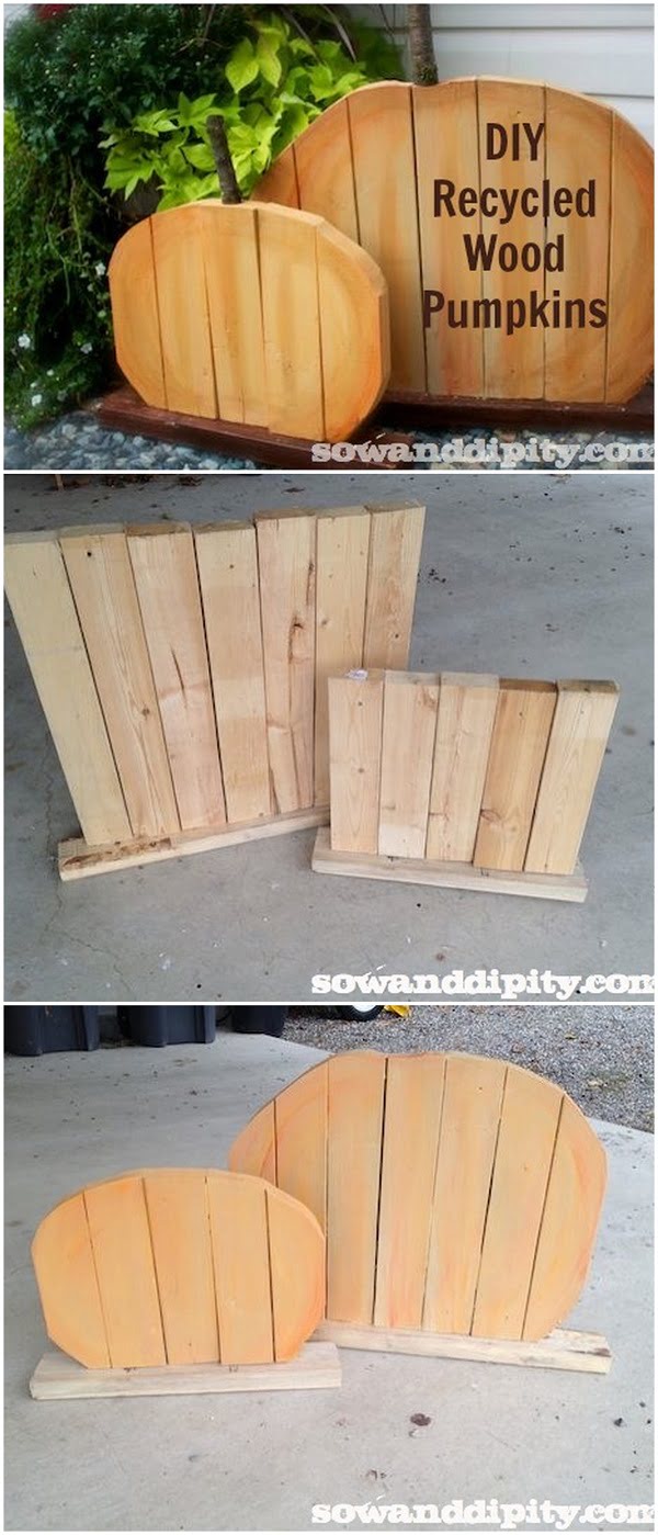 Check out the tutorial on how to make #DIY #rustic #recycled wood pumpkins #woodworking #homedecor