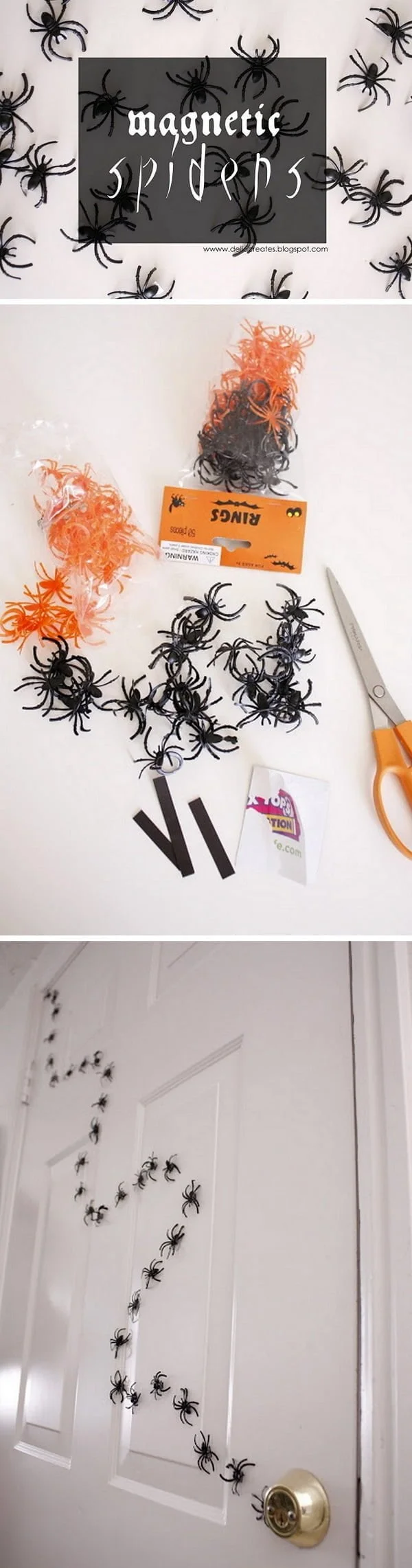 Check out the tutorial on how to make a DIY spider trail for Halloween home decoration