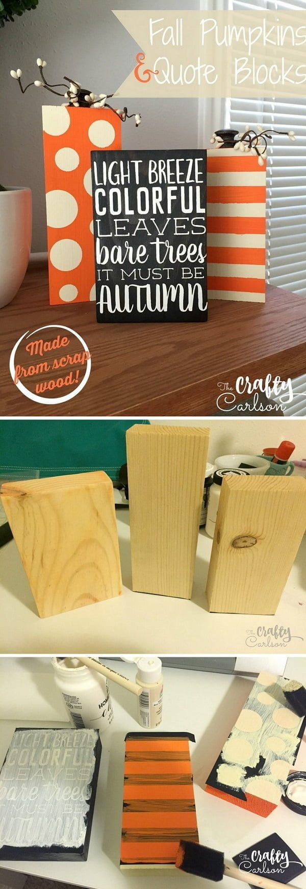 Check out the tutorial on how to make #DIY #rustic wood block pumpkins #woodworking #homedecor #fall