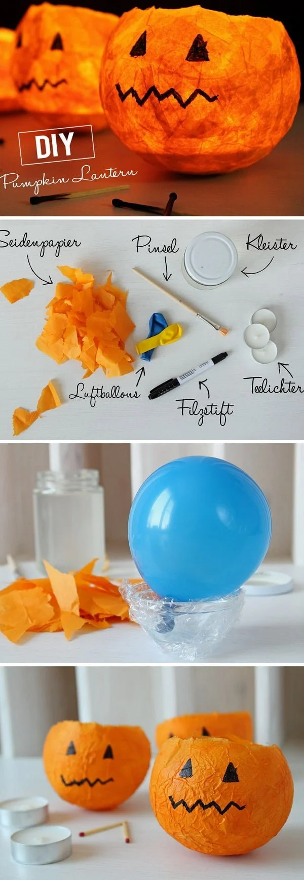 Check out the tutorial on how to make DIY pumpkin wind lanterns for Halloween home decoration