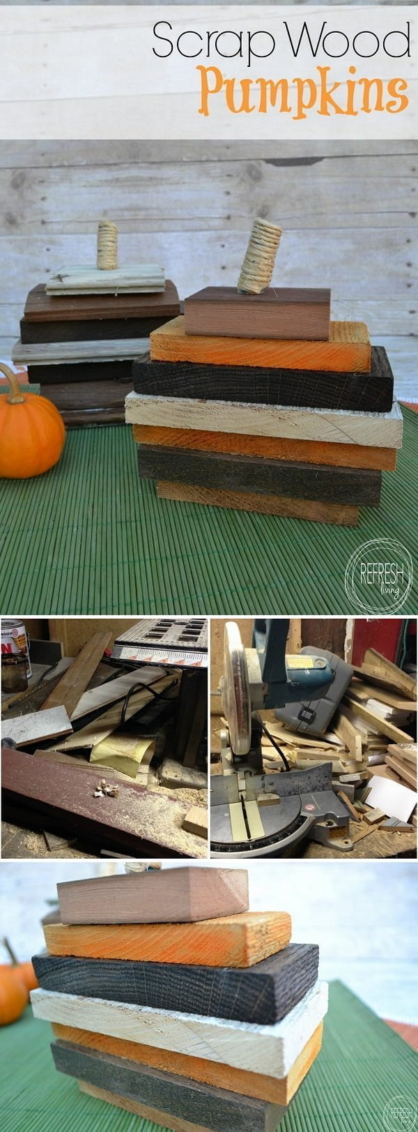 Check out the tutorial on how to make #DIY #rustic #recycled wood pumpkins #woodworking #homedecor
