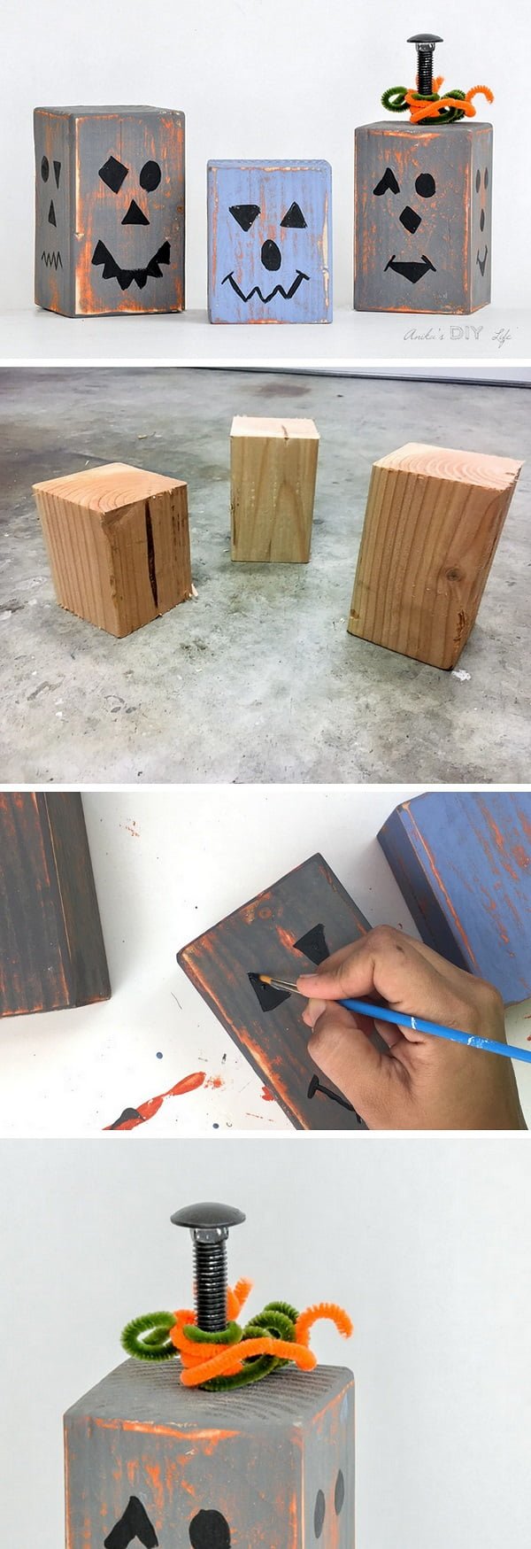 Check out the tutorial on how to make #DIY #rustic small wood block pumpkins #woodworking #homedecor #fall