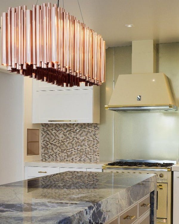30 Unique Home Decor Ideas That Are Totally Doable - Unique copper chandelier in modern  decor. Love it!