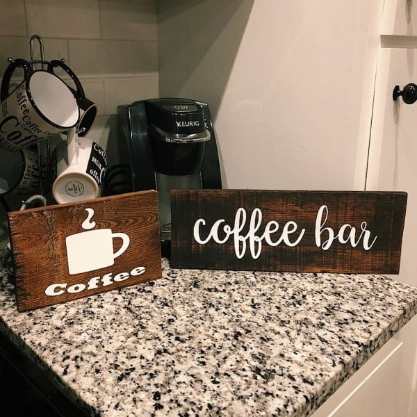 30 Cool Cricut Project Ideas That You Can Use in Home Decor - Love this   coffee bar sign   