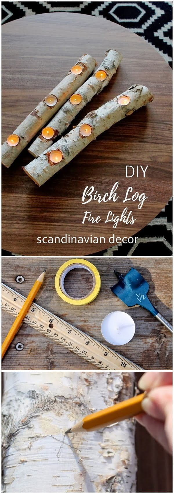 How to make  birch log fire lights for easy  style    