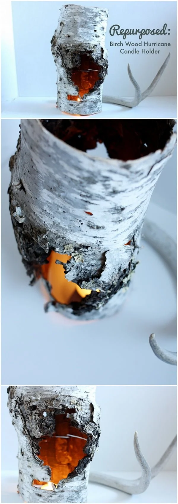 How to make a birch tree candle holder