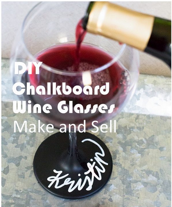 Check out this easy idea on how to make  chalkboard wine glasses that you can make and   