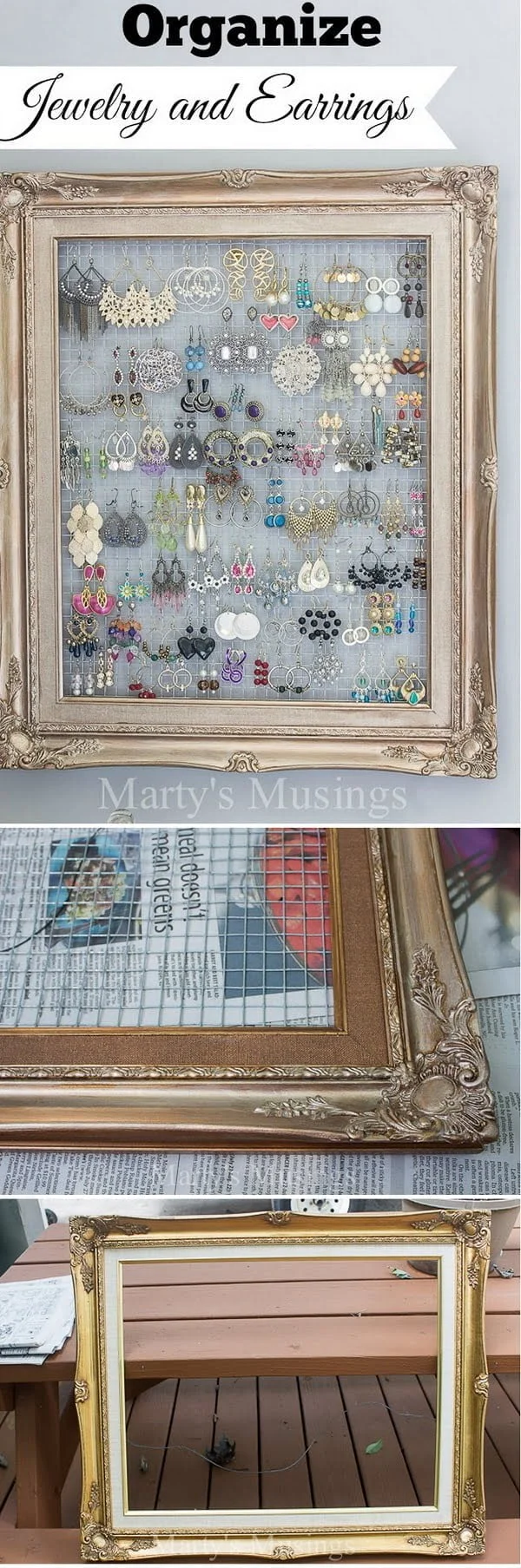 How to make a framed jewelry organizer for on a