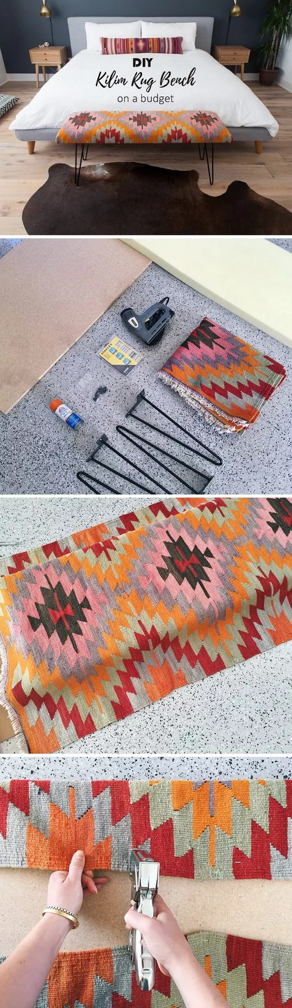 How to make a kilim rug bench for on a