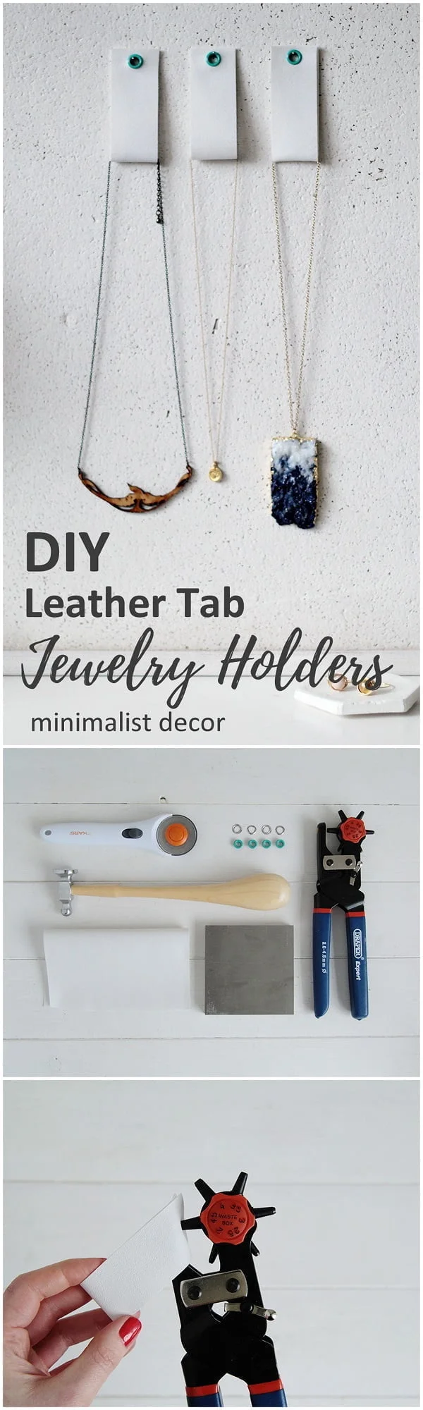 How to make leather tab jewelry holders for minimalist