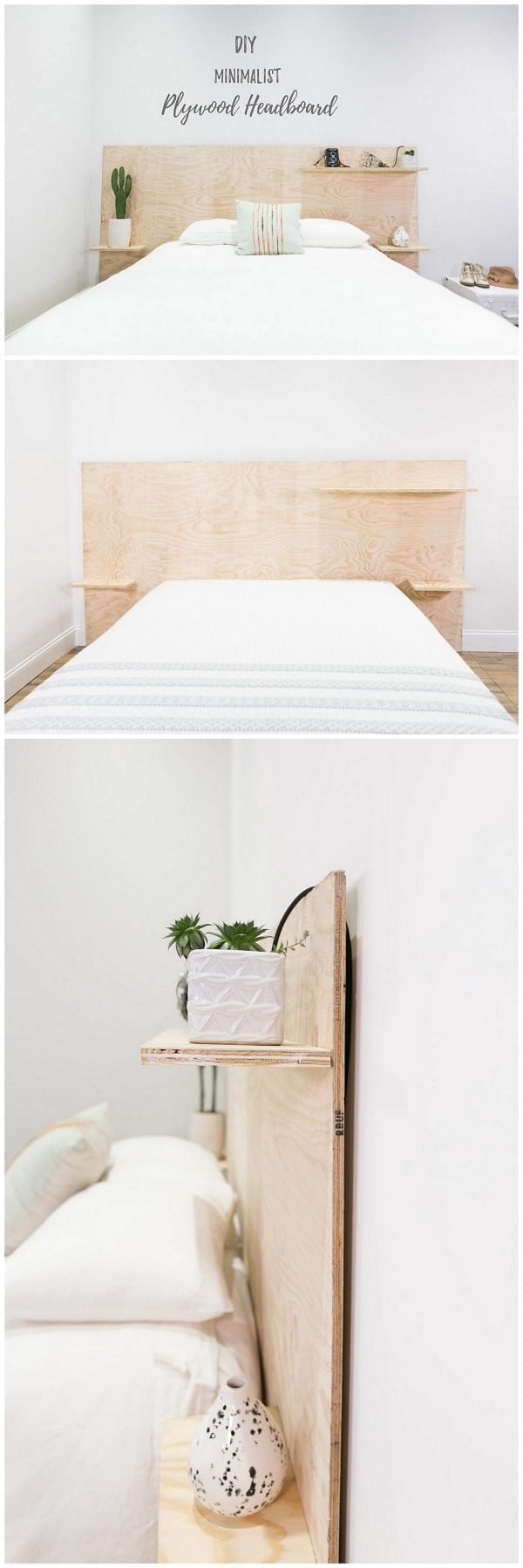 How to make a #DIY minimalist plywood shelf headboard #homedecor #wood #crafts #project