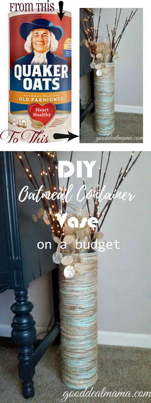 How to make a oatmeal container vase for on a