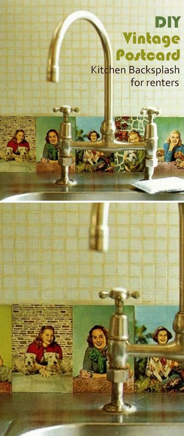 How to make a vintage postcard backsplash for s