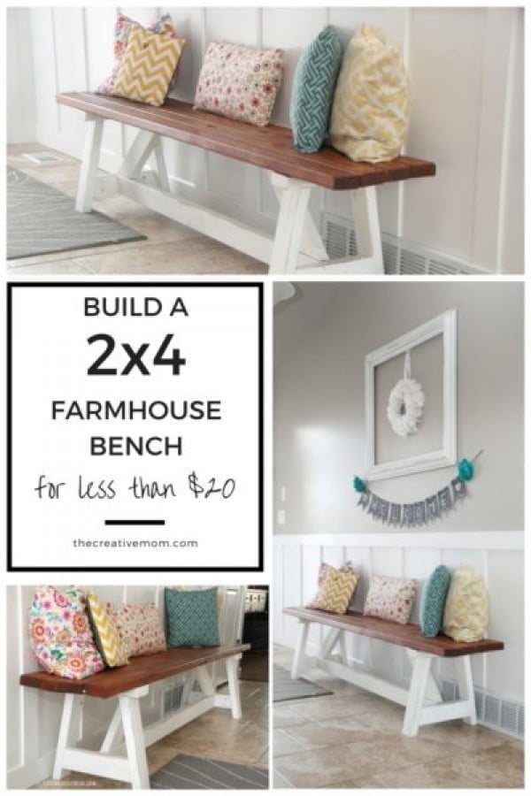 Easy idea on how to build a   bench from 2x4s    