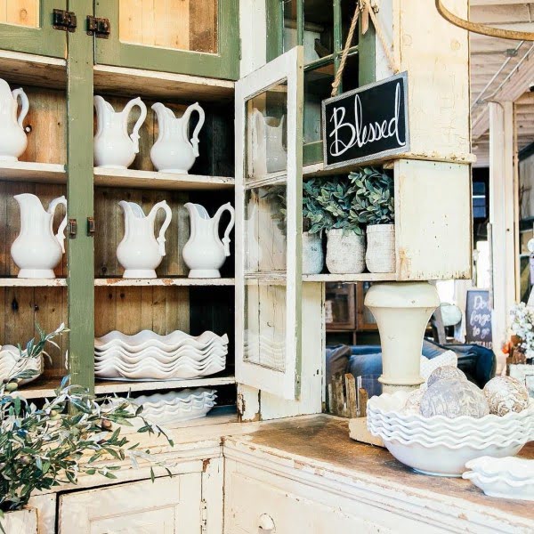 Love this  cupboard and vintage cabinets!  