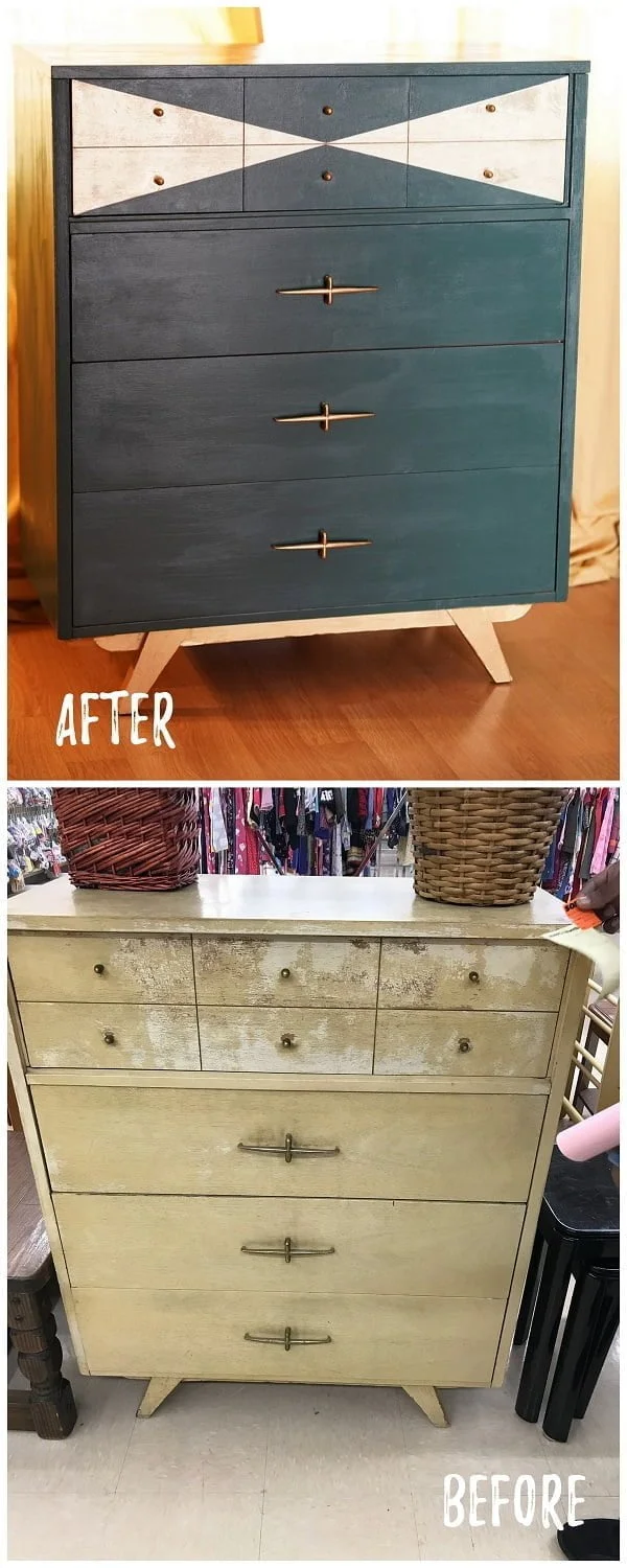 30 Most Impressive DIY Makeovers of Flea Market Finds - Check out this   flip of a dresser with geo paint   